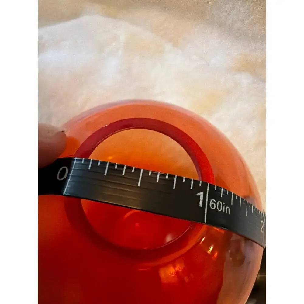 MCM Unsigned Art Glass Amberina Red Orange Ovoid Vase Rounded Heavy 5